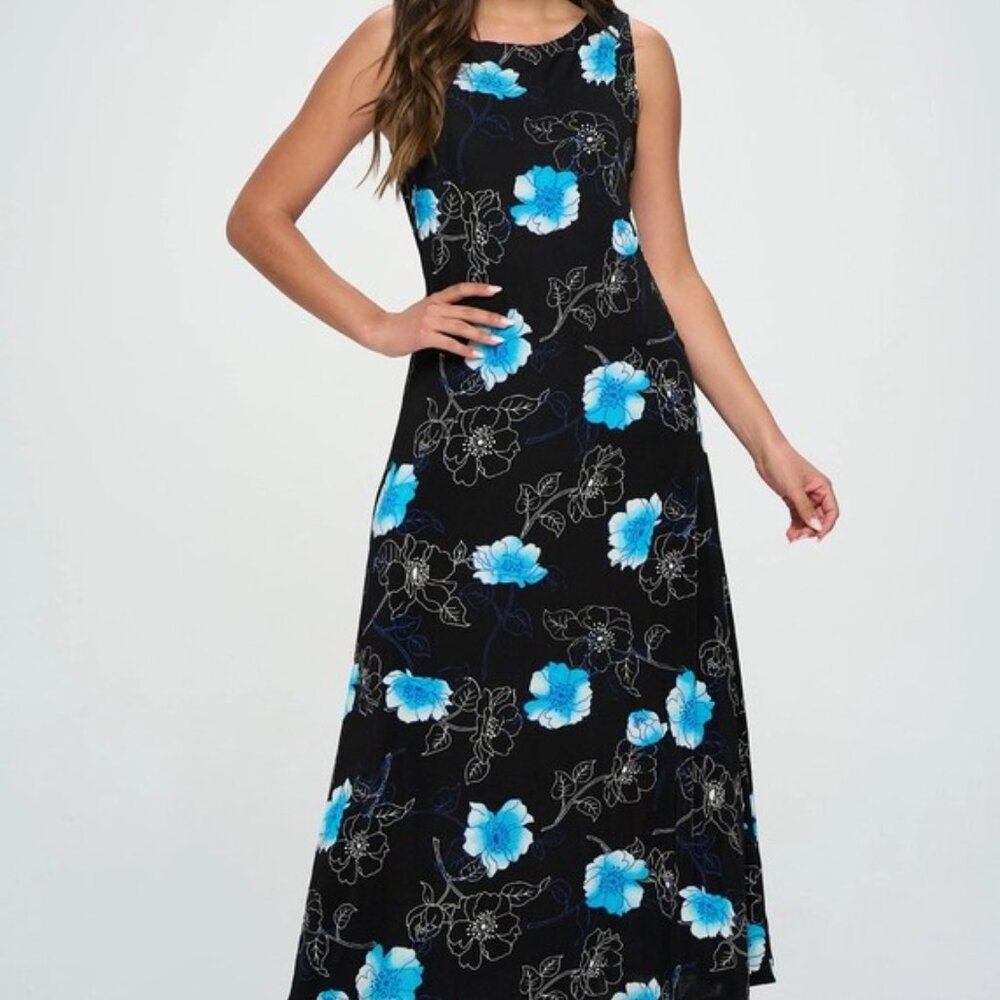 Jostar Blue Floral Long Dress.
